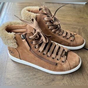 UGG Olive Shearling Cuff High Top Sneakers